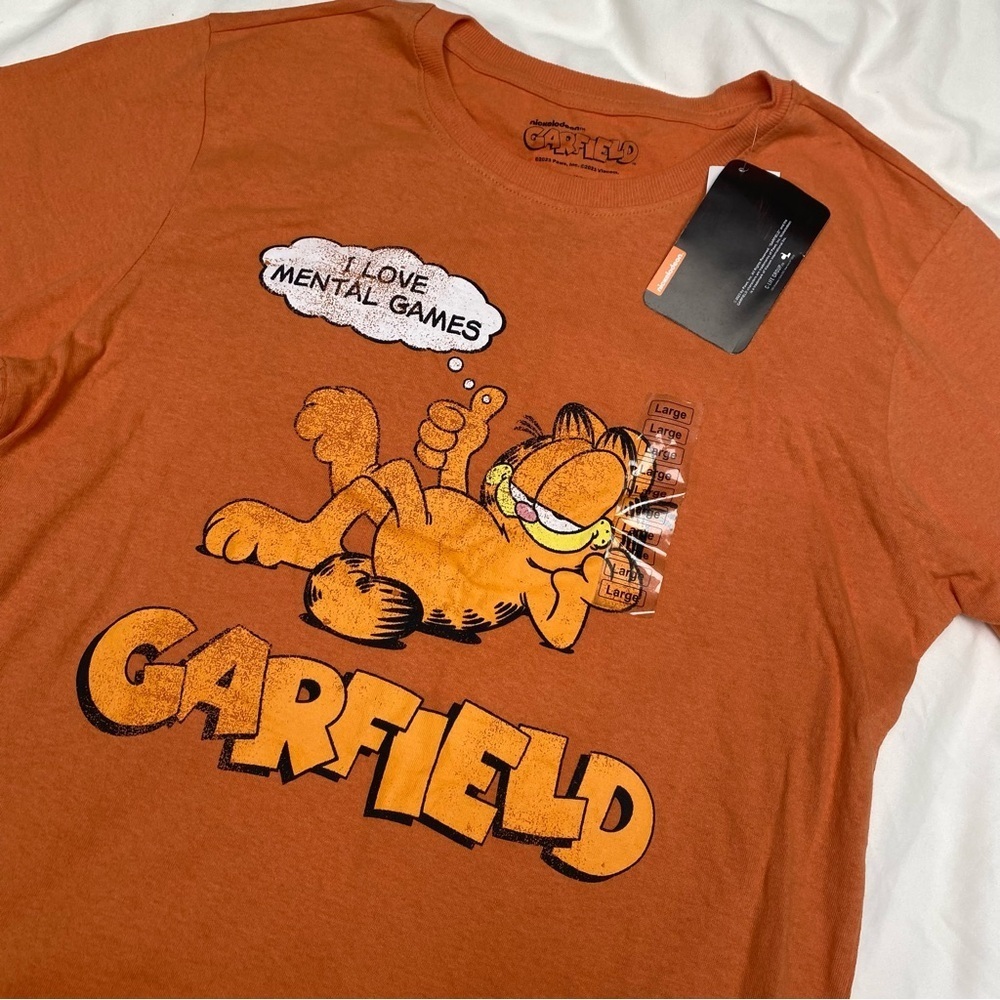 NWT Garfield "I Love Mental Games" graphic tee Sz L - Picture 4 of 5